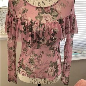 sheer rose long sleeve